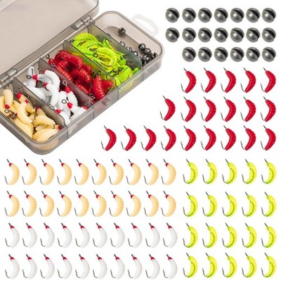 100Pcs Soft Lure Trout Worm Baits Fishing Worm Artificial Worm Fishing Lure 2cm