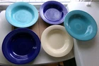 Set of  5 Vintage Fiestaware Rim Soup Bowls "Deep Plates" 8-1/2" (1936-1957)