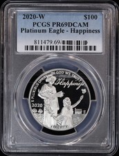 2020-W $100 Proof 1 oz Platinum Eagle - Happiness PCGS PR 69 DCAM 2064.45 per troy oz
