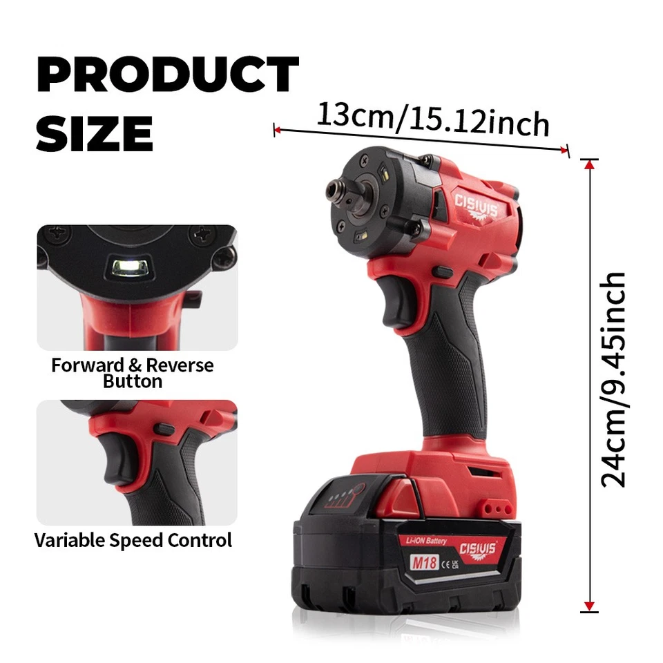 Kit de llaves de impacto de alto par CISIVIS 18V con batería y cargador para Milwaukee Foto 2 de 4