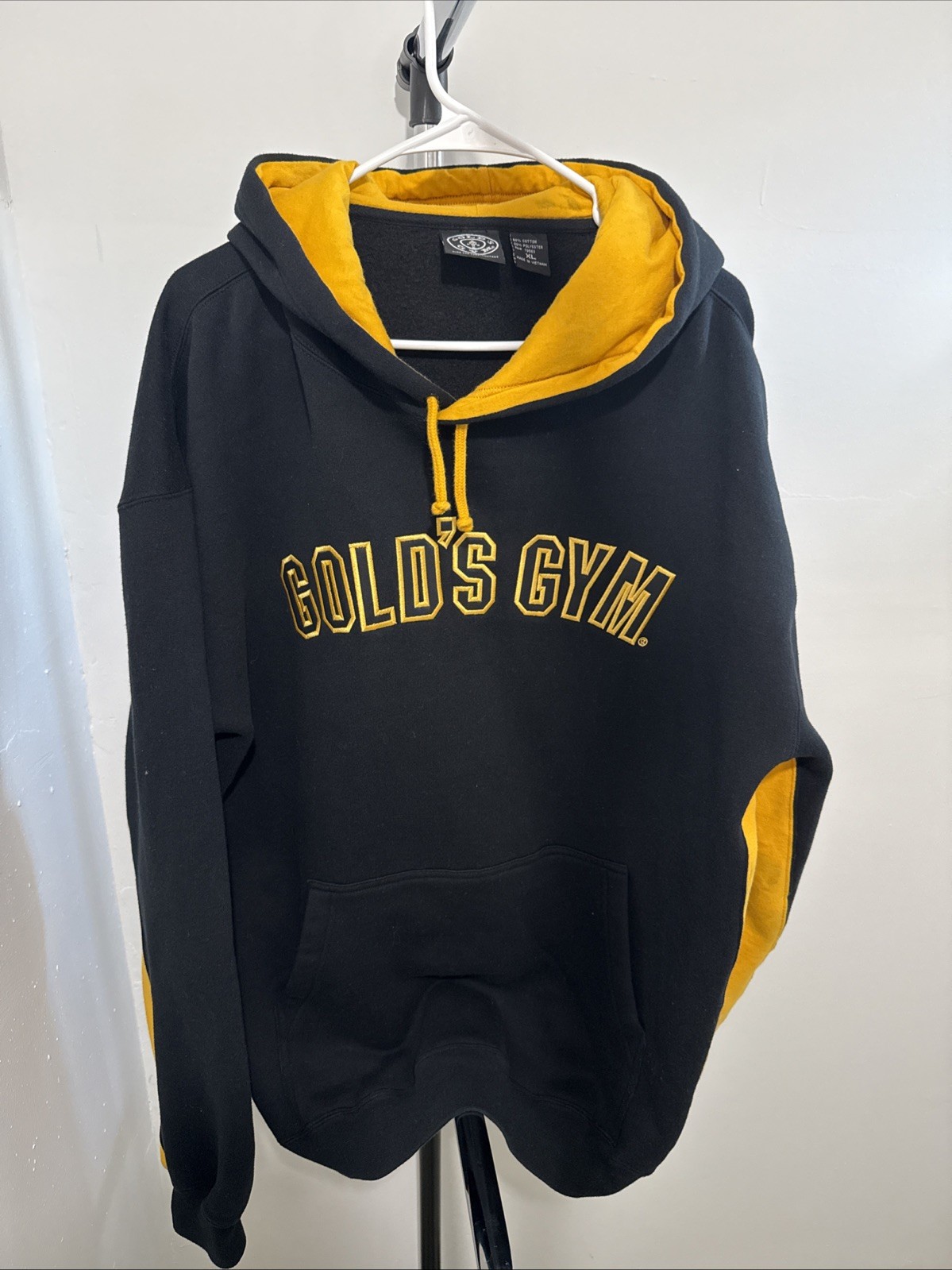 Vintage Golds Gym Hoodie Sweatshirt Black Yellow Mens… - Gem