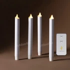 Luminara Flameless Wax Battery Taper Candle with Moving Flame Remote White 9.5"