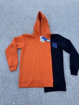 Ader Error Hoodie Orange And Black And Leather Patch Mens Size L