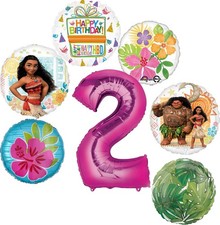 Moana 2nd Birthday Party Supplies 7pc Balloon Bouquet Decorations