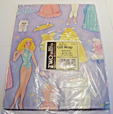 Vintage Gibson Barbie Paper Doll Gift Wrap 2-sheets 1 package decor 1 gift card