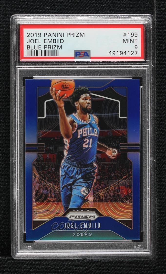 2019-20 Panini Prizm Blue Prizm /199 Joel Embiid #199 PSA 9 MINT e0v