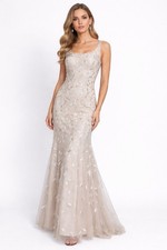 Formal/Mother of the Bride/Wedding Beige Long Wedding Dress w/ Sequence 6 NWT