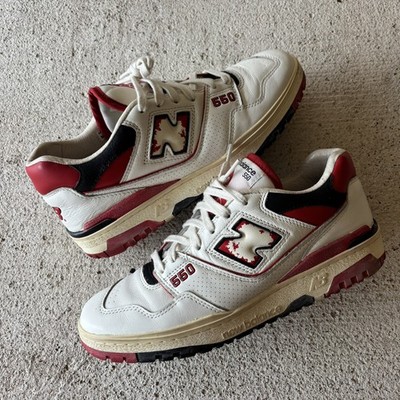 Men's New Balance 550 SAMPLE Vintage Pack Team Red White Distressed Shoes 10.5