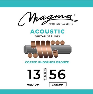 Magma Acoustic Guitar Strings Medium Gauge COATED Phosphor Bronze Set, .013 - .0