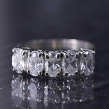 Size 7.25, vintage sterling silver 925 statement band ring with cluster cz