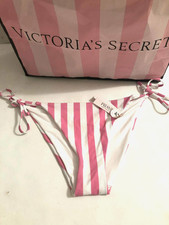 Victoria's Secret Swim String Side Tie Cheeky Bikini Bottom Hot Pink Stripe NWT