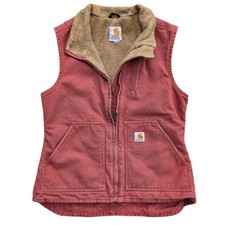 Carhartt For Women Sherpa Fleece Lined Duck Canvas Vest Red WV001 Full Zip