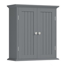 Grey Bathroom Wall Cabinet 2 Door Medicine Storage Cupboard Adjustable Shelves 2