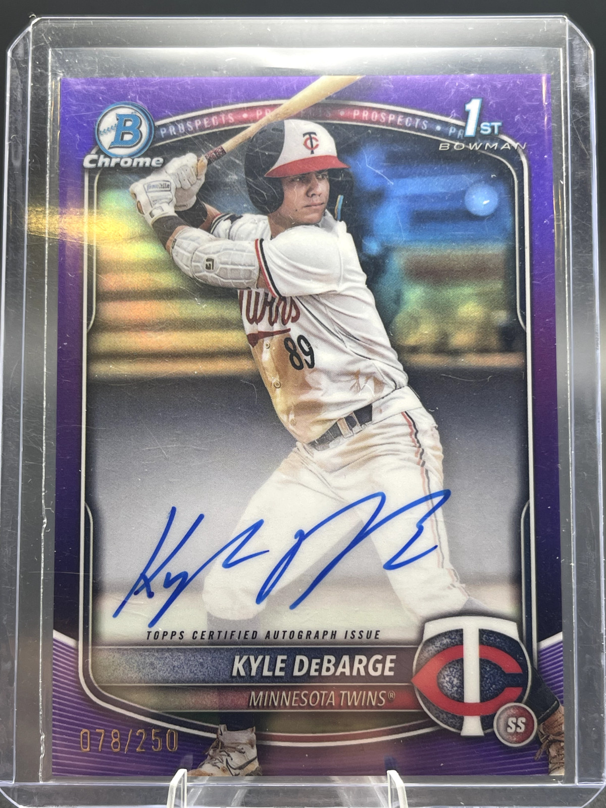 2025 Bowman Chrome Prospect Purple Refractor /250 Kyle DeBarge #CPA-KD Auto