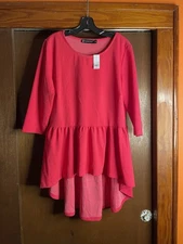 New York & Co Women Sz XL - Pink Peplum High-Low Top NEW!