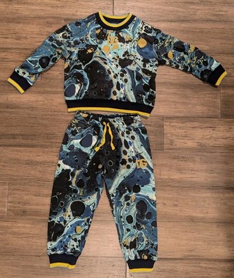 Dolce & Gabbana Boys Kids Jogging Set Tracksuit Size 4 (4T) Blue Marble Made In