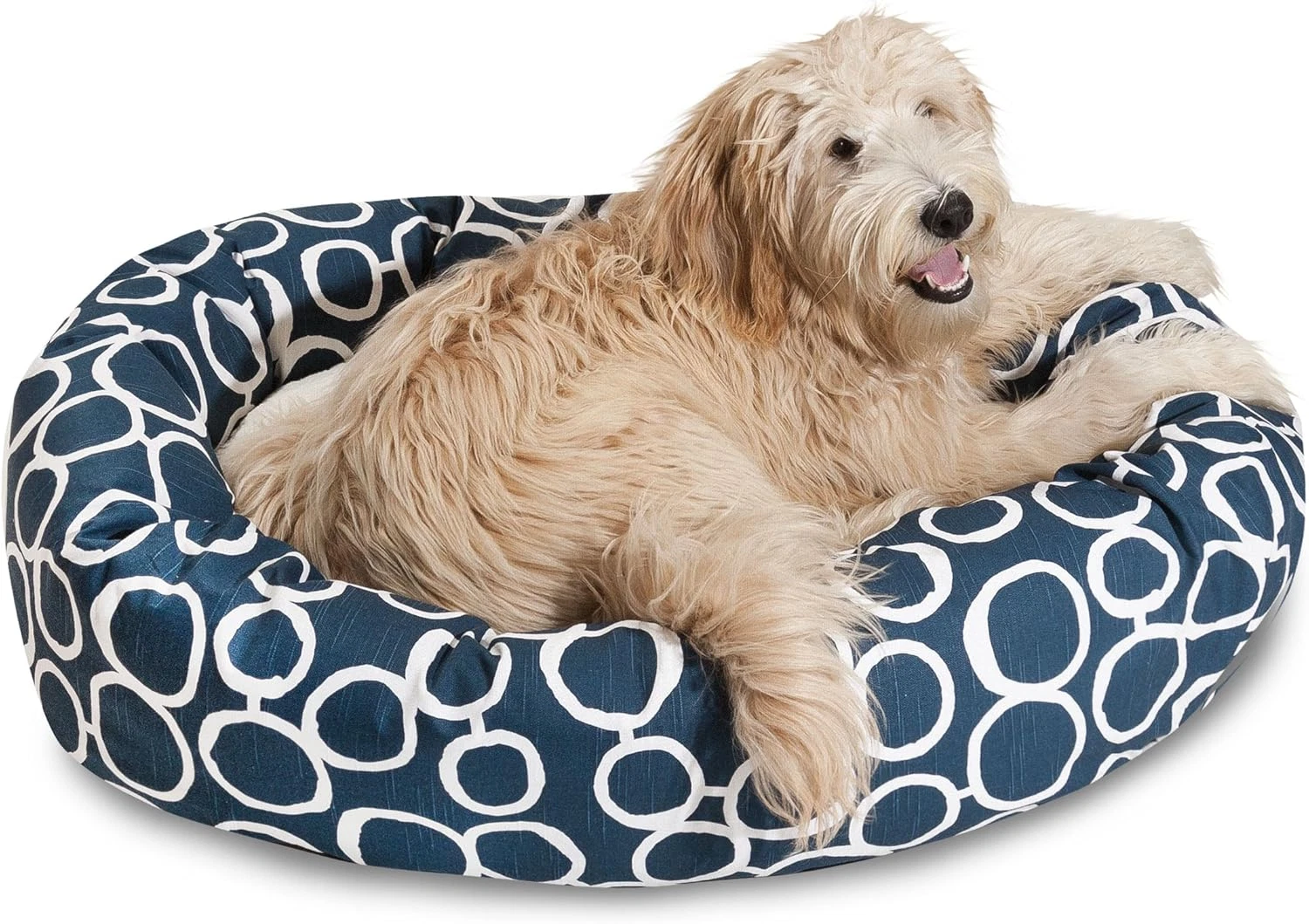 40" Fusion Navy Sherpa Bagel Bed for Cozy Pets