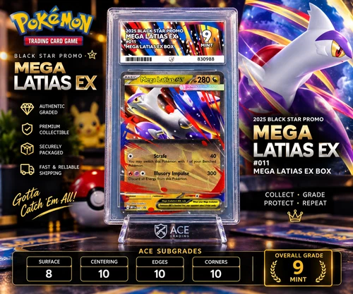 Mega Latias ex #011 Black Star Promo ACE Graded 9 MINT Pokemon Card 3x 10 (Subs)