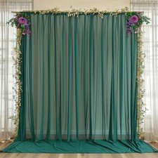 10x10 Ft Emerald Green Backdrop Curtains Wrinkle Free Chiffon Wedding Party