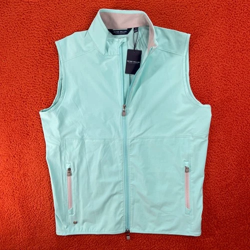 PETER MILLAR Mens MEDIUM Flex Adapt Full Zip Pullover Vest Jacket Turquoise Blue image 3