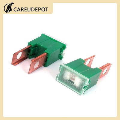 Car 40A 32V Male PAL 2 Straight Blade Slow Blow Fuse Green 2Pcs