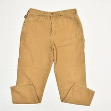 Gravel Gear Men Cotton Brown Size 34x32 Carpenter Work Canvas Pants Zip Relaxed