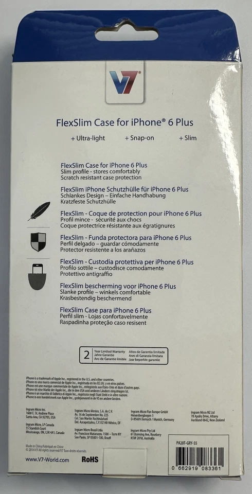 V7 FlexSlim Case for Iphone 6 Plus (Black) BRAND NEW UNOPENED - Image 2 of 3