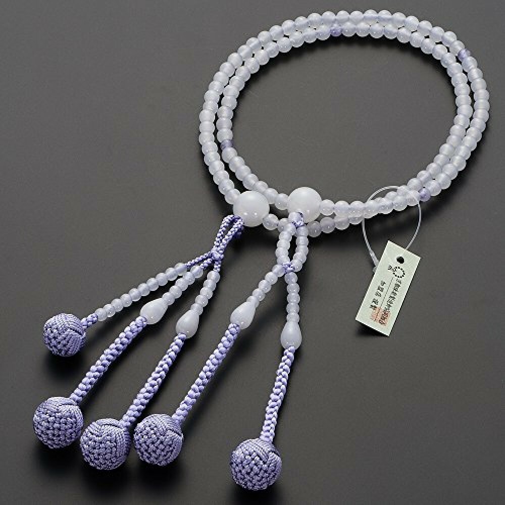 Kyoto Nichiren Buddhist Rosary Juzu 108beads White Onyx Shiunseki woman  Japan
