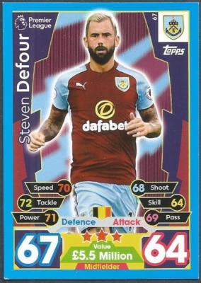 Topps Match Attax 2017-18 - #067 - Burnley - Steven Defour