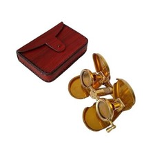 Antico binocolo monoculare in ottone vintage nautico/spyglass con custodia in...