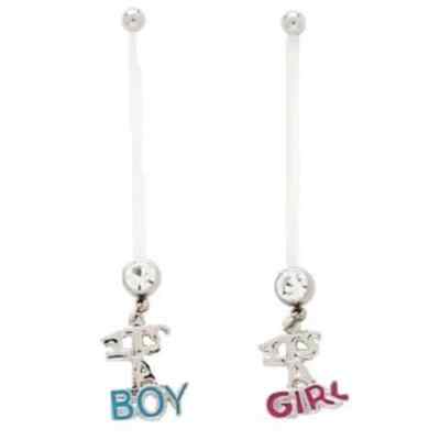 10pcs It's A Boy and/or Girl LONG Pregnancy Belly Rings Navel Naval Wholesale