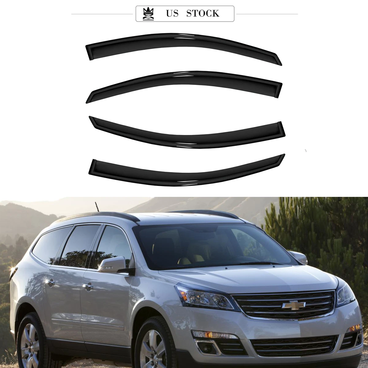 Side Window Visor Deflector Sun Rain Guard fit 2009 2017 Chevrolet Traverse