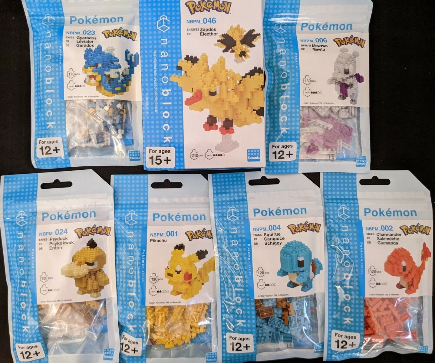 Pokemon Nanoblock English Release Holiday Bundle Mewtwo, Squirtle, Pikachu ++++