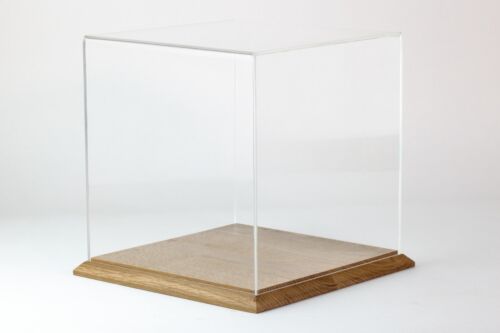 Boîtier d'affichage acrylique avec base en chêne bois, fabriqué par BoxMint Royaume-Uni - Photo 1/14