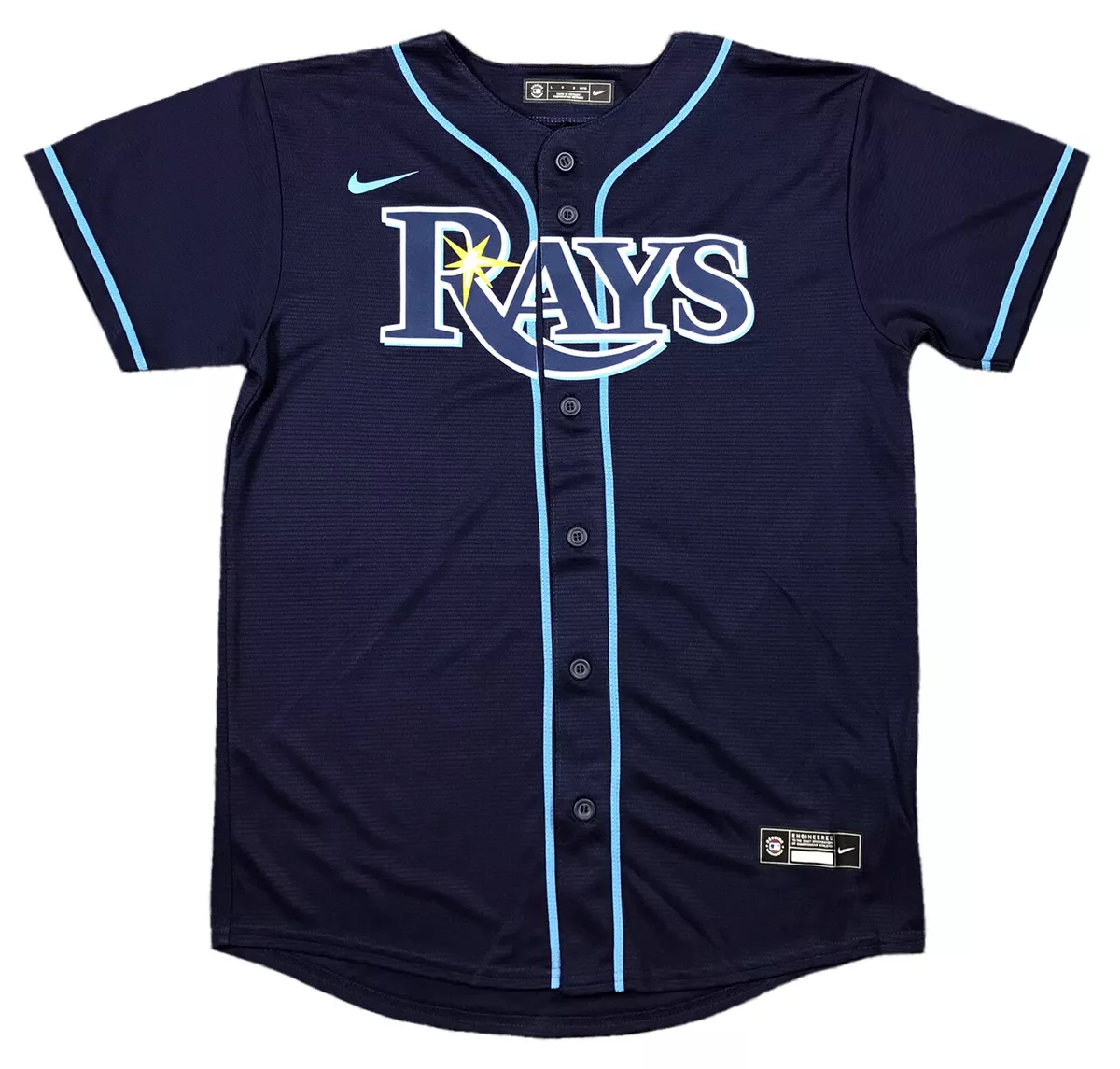 Nike Tampa Bay Devil Rays MLB Boys Genuine Merchandise Blue Baseball Jersey  Sz L