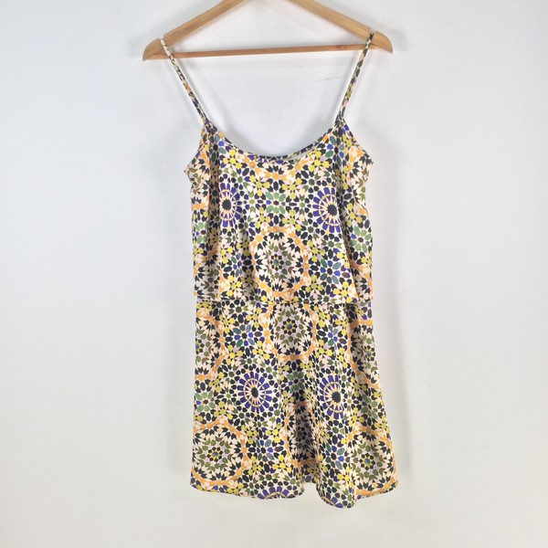 Zara slip dress womens S mini multicolour geometric sleeveless 104877
