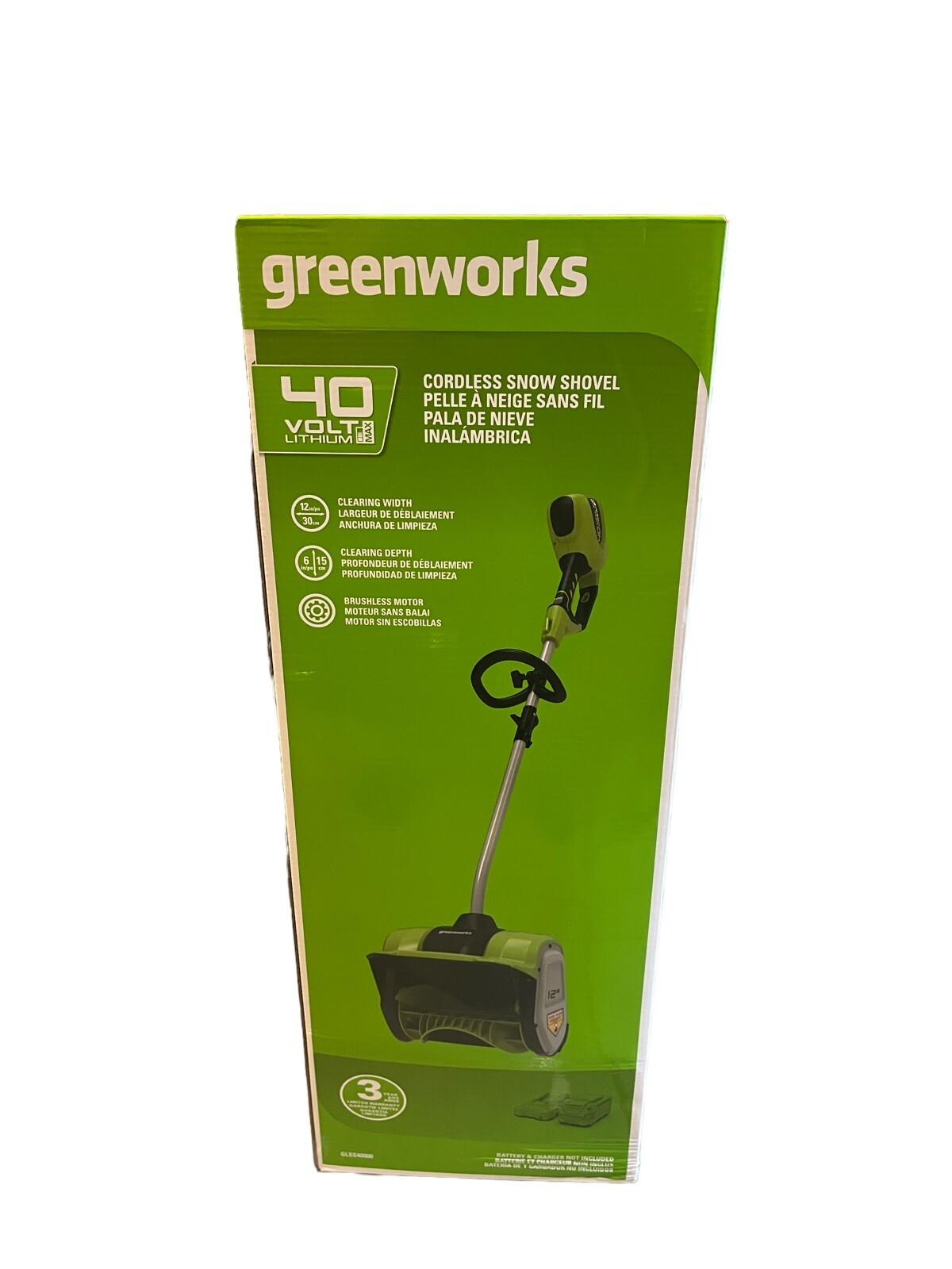 GreenWorks GLSS40000 40Volt GMAX 12Inch Snow Shovel 2601402 TOOL