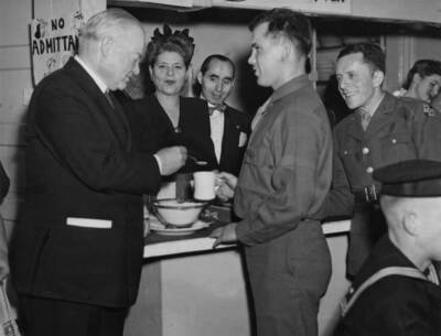 Herbert Hoover Pictured Putting Sugar In To Coffee OLD PHOTO
