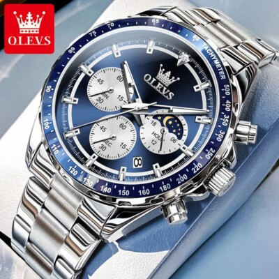 Waterproof Quartz Watch Men's OLEVS Luminous Luxury Stainless Steel Men Strap