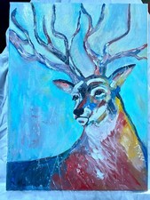 Dipinto Ritratto olio su tela senza cornice 30x40, Il Cervo