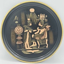 Egyptian Pharaoh Cleopatra Hieroglyphics 8” Metal Decorative Plate Wall Hanging