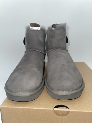 UGG 1016422 Gray Mini Bailey Button II Boots Size 6 | eBay UGG 1016422 Gray Mini Bailey Button II Boots Size 6 | eBay