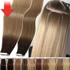 USA 200g 80pcs Tape In Real Remy Human Hair Extensions Skin Weft FULL HEAD OMBRE