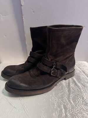 GUCCI brown signature buckle FLAT ANKLE BOOTS Size Made