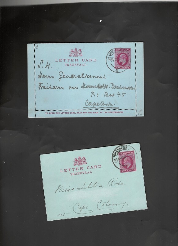 SOUTH AFRICA STATES TRANSVAAL 4 COVERS CARDS 1900 ISH CANCELS U F VF-#3A