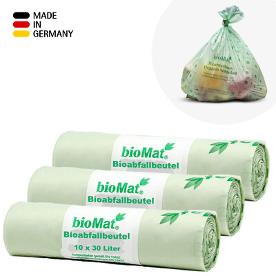 bioMat  | Kompostierbare Bio Müllbeutel | 30 Liter | 30  Säcke | DIN Plus