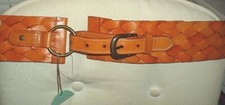 Elise M. Belt Womens Size Small/Med Brown Woven Braided Leather Brass Buckle