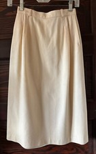 Vintage Cream Ivory 80's PATTY WOODARD Lined Pencil Skirt Size 3 - 4 100 Wool