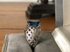 14KWG Blue Topaz Basketweave Ring 6 5.20 Grams — photo 4