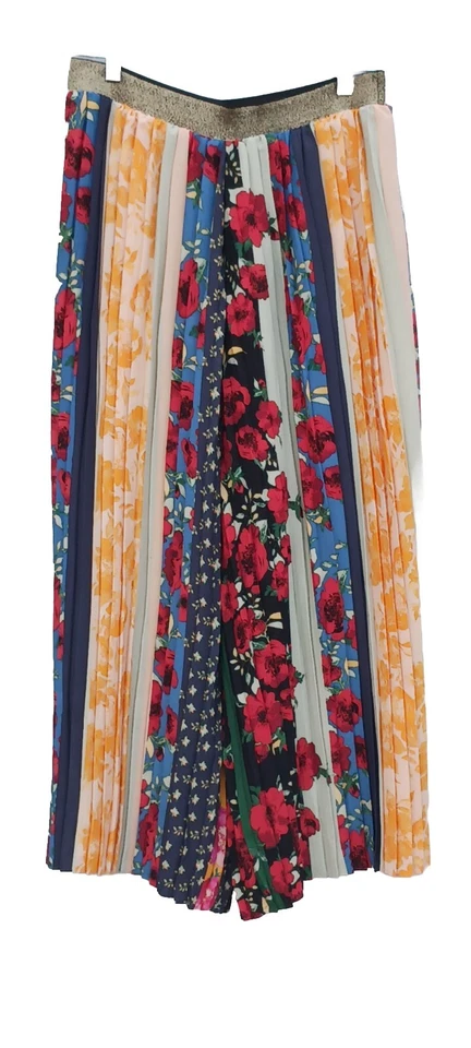 Pantalones Anthropologie M Azul Blanco Rojo Verde Negro Dorado Plisado Palazzo Pierna Ancha 8 Foto 3 de 4